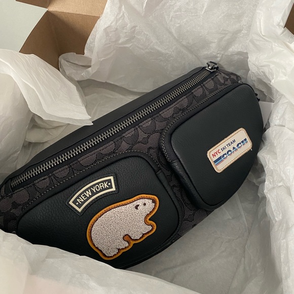 Coach Sprint Belt Bag In Signature Jacquard With Ski Patches - Picture 6 of 8